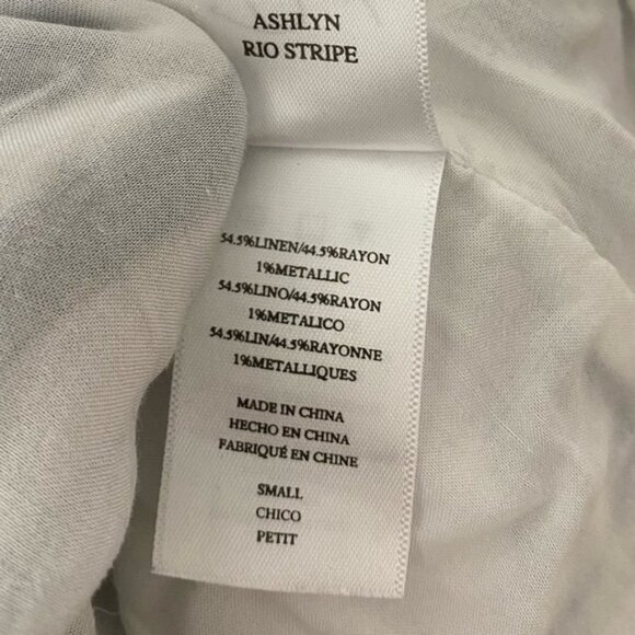 Rails Ashlyn Rio Stripe Top White with Blue Lines Size S — Linen Blend - Picture 8 of 9